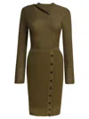 Self-portrait Ribbed Knit Mini Dress With Cut-outs In Khaki