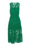 Self-portrait Sleeveless Midi Lace Dress In Green
