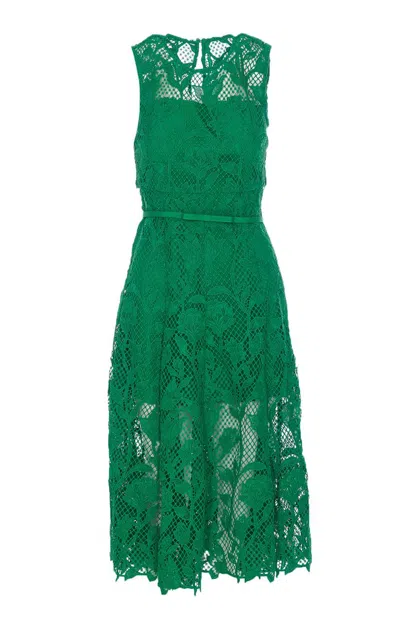 Self-portrait Laces Mini Sleeveless Dress In Verde