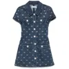 Self-portrait Bow-embellished Denim Mini Dress In Multicolor