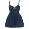 Self-portrait Mini Denim Dress With Crystal Application In Multicolor