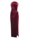 Self-portrait Velvet Bandeau Long Dress In Pink