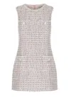 Self-portrait Intricately Textured Pink Boucle Dress With Strass Accents In Pink