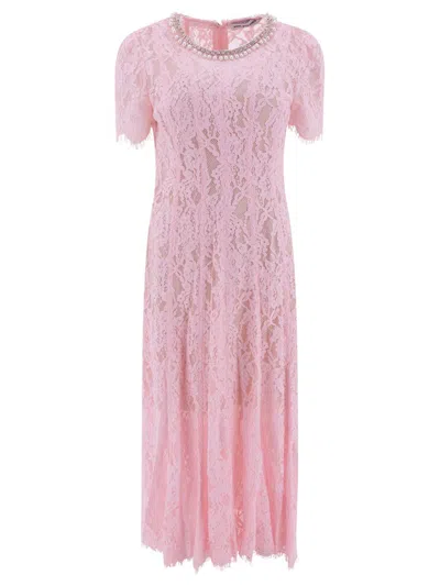 Self-portrait Guipure Lace Midi Dress In Pink