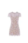 Self-portrait Mini Dress With Lace And Crystal In Purple