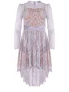 Self-portrait Lilac Lace Asymmetric Mini Dress In Purple