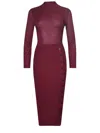 Self-portrait Burgundy Cut Out Tib Knit Midi Dress In Red