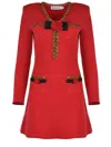 Self-portrait Textured-knit Mini Dress In Red
