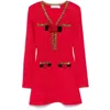 Self-portrait Textured-knit Mini Dress In Red