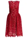 Self-portrait Red Fine Lace Pearl Mini Dresses Red