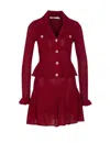Self-portrait Self Portrait Women Burgundy Pointelle Knit Long-sleeved Mini Dress In Red