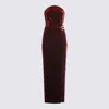 Self-portrait Cutout Embellished Strapless Velvet Gown In Red