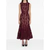 Self-portrait Burgundy Guipure Lace Midi Dresses Bordeaux In Red