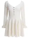 Self-portrait Off-the-shoulder Pleated Ribbed-knit Mini Dress In White