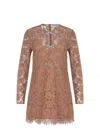 Self-portrait Womens Tan Lace Bow-embellished Woven Mini Dress In White