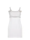 Self-portrait White Dress With Applied Rhinestones On The Front And Cut-out Detail In Tech Fabric Woman In White