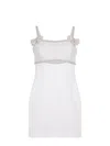 Self-portrait White Dress With Applied Rhinestones On The Front And Cut-out Detail In Tech Fabric Woman In White