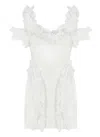 Self-portrait Knit Ruffle Mini Dress In White