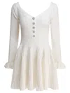 Self-portrait Off-the-shoulder Pleated Ribbed-knit Mini Dress In White