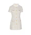 Self-portrait Checked Button-detailed Mini Dress In White