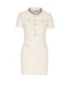 Self-portrait Mini Dress With Knit Tweed Texture And Crystal Accents In White