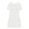 Self-portrait Checked Button-detailed Mini Dress In White