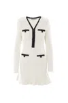 Self-portrait Beaded Knit Mini Dress In White