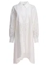 Self-portrait Broderie Anglaise Midi Shirt Dress In White