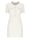 Self-portrait Knee Length Dress With Crew Neck And Pockets In White