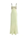 Self-portrait X Christopher Kane Lace-trimmed Satin Maxi Dress In Yellow