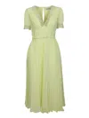 Self-portrait Chiffon Midi Dress With Lace Detail In Yellow
