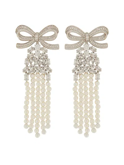 Self-portrait Drop Earrings With Bow In Gold