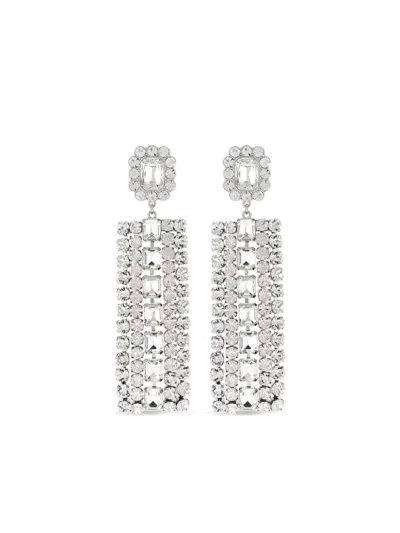 Self-portrait Drop Earrings With Rhinestones Self Portrait In White
