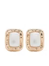 Self-portrait Golden Earrings With A Mother-of-pearl Heart In Grey