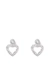 Self-portrait Silver-colored Heart-shaped Earrings With All-over Applied Crystals In Brass Woman In Silver
