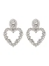 Self-portrait Silver-colored Heart-shaped Earrings With All-over Applied Crystals In Brass Woman In Silver