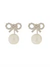 Self-portrait Self Portrait 'crystal Bow Pearl Jacket' Earrings In Silver