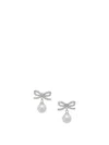 Self-portrait Earrings With Bow And Pearls In Metallic
