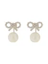 Self-portrait Self Portrait 'crystal Bow Pearl Jacket' Earrings In Silver