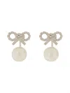 Self-portrait Self Portrait 'crystal Bow Pearl Jacket' Earrings In Silver