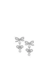 Self-portrait Double Bow Pearl Earrings In Gray