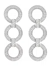 Self-portrait Crystal Link Three-tiered Earrings In Silver