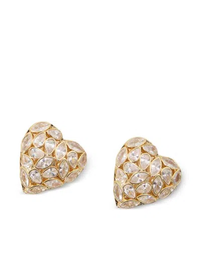 Self-portrait Earrings With Decoration In Gold