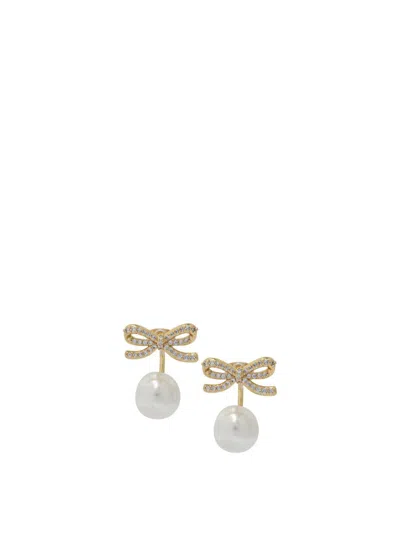 SELF-PORTRAIT SELF-PORTRAIT EARRINGS WITH GOLD BOW AND PEARLS
