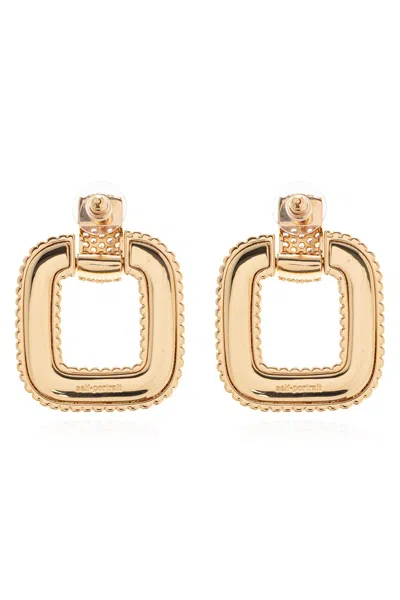 Self-portrait Earrings With Shimmering Crystals In Gold