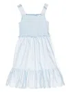 Self-portrait Elasticated-panel Embroidered Dress In Blue
