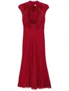 Self-portrait Rhinestone Fishnet Midi Dress In Red