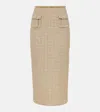 Self-portrait Embelished Bouclé Midi Skirt In Gold
