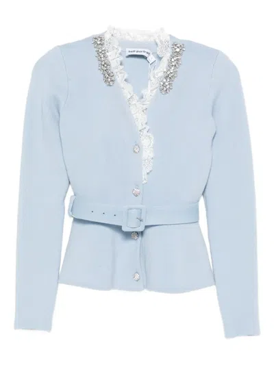 SELF-PORTRAIT EMBELLISHED BELTED CARDIGAN