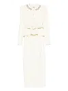Self-portrait Embellished Knitted Midi Dress In White